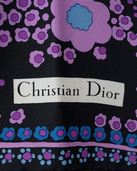 Vintage Christian Dior Purple Pop Art Floral Silk .